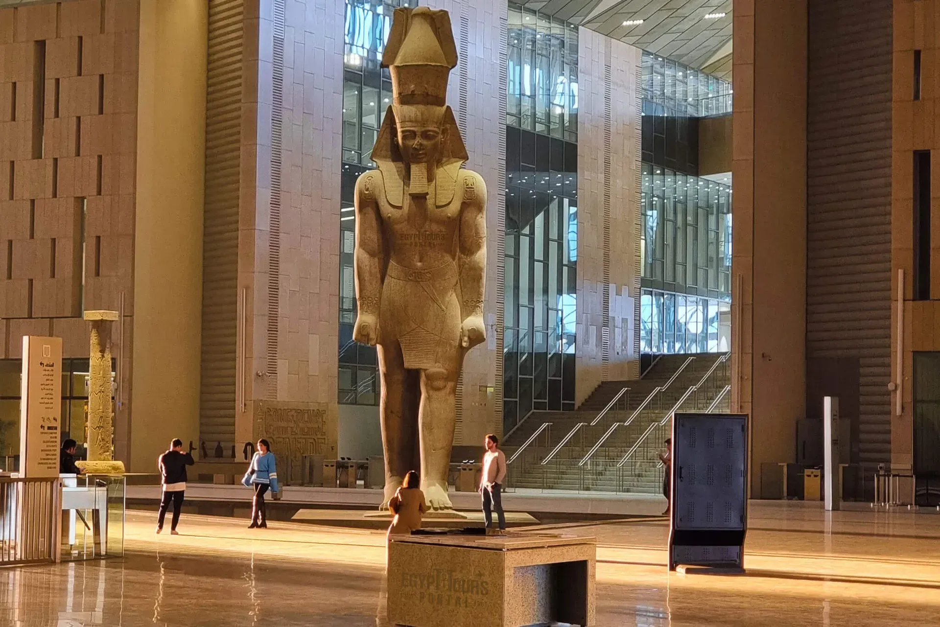Grand Egyptian Museum exterior near the Giza Pyramids