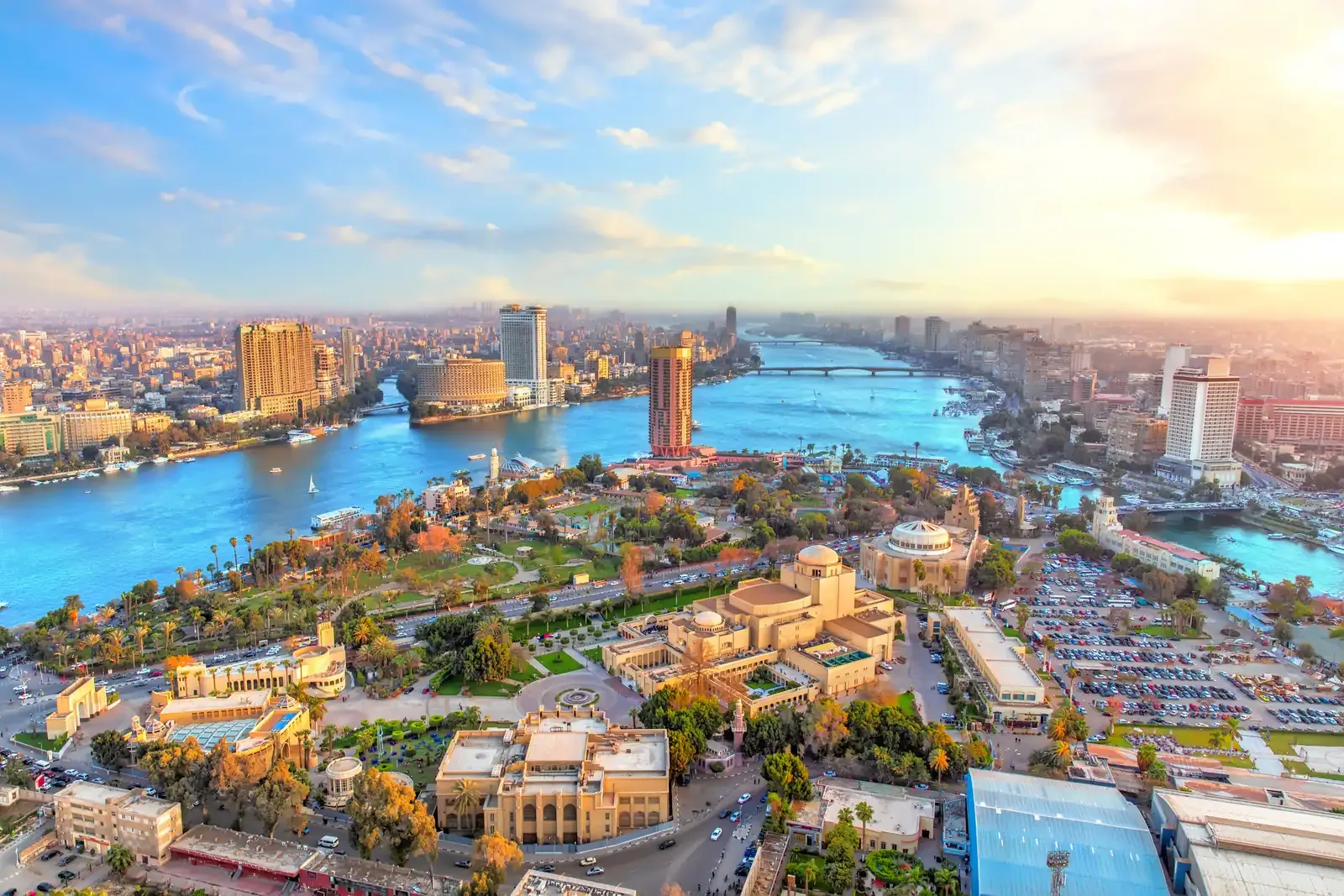 cairo nile river aerial cityscape Egypt